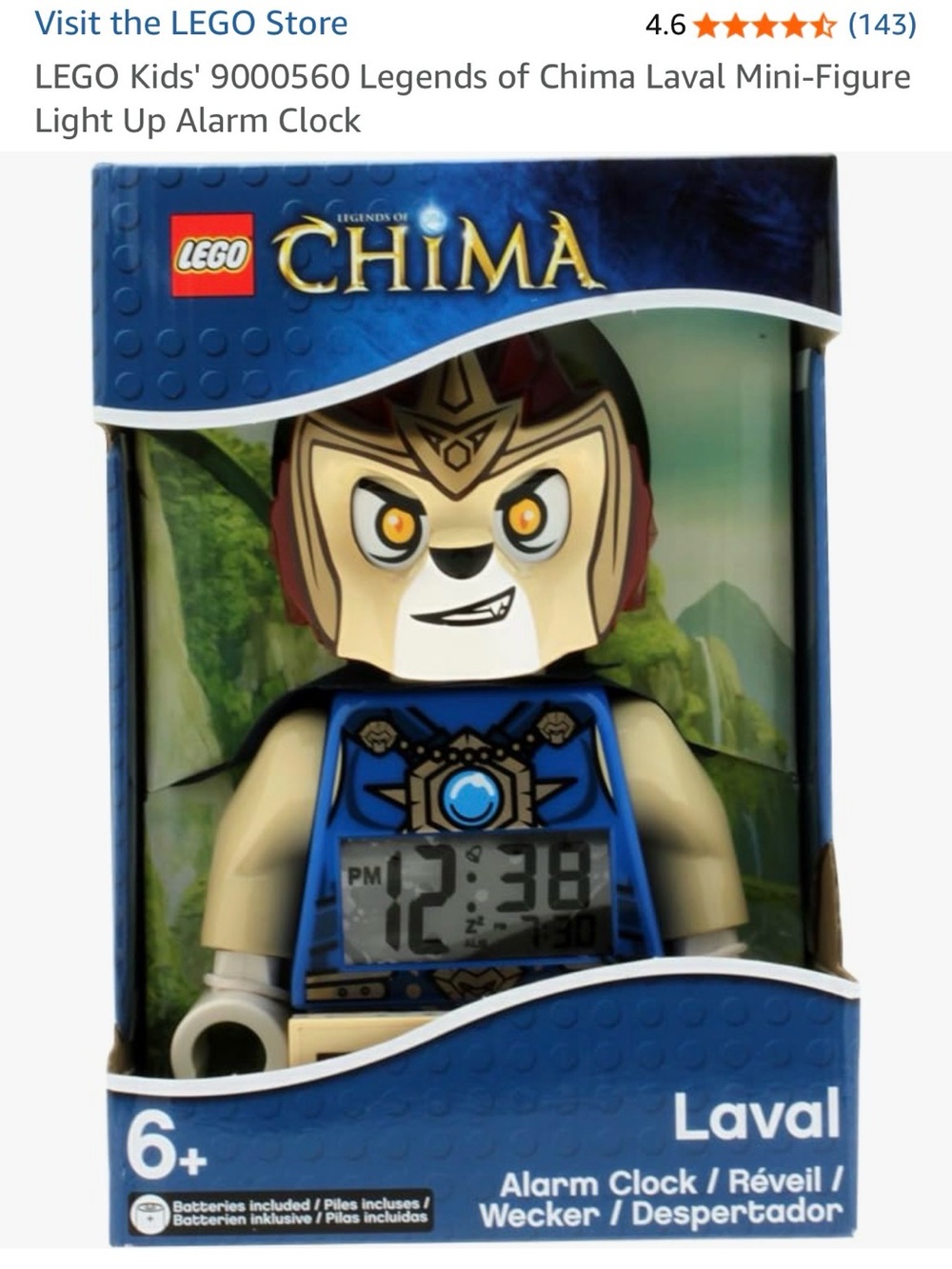 LEGO Kids Legends of Chima Laval Mini-Figure Light Up Alarm Clock